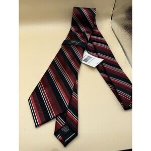 Arrow USA Red Maroon Black Striped Necktie Summer NWT